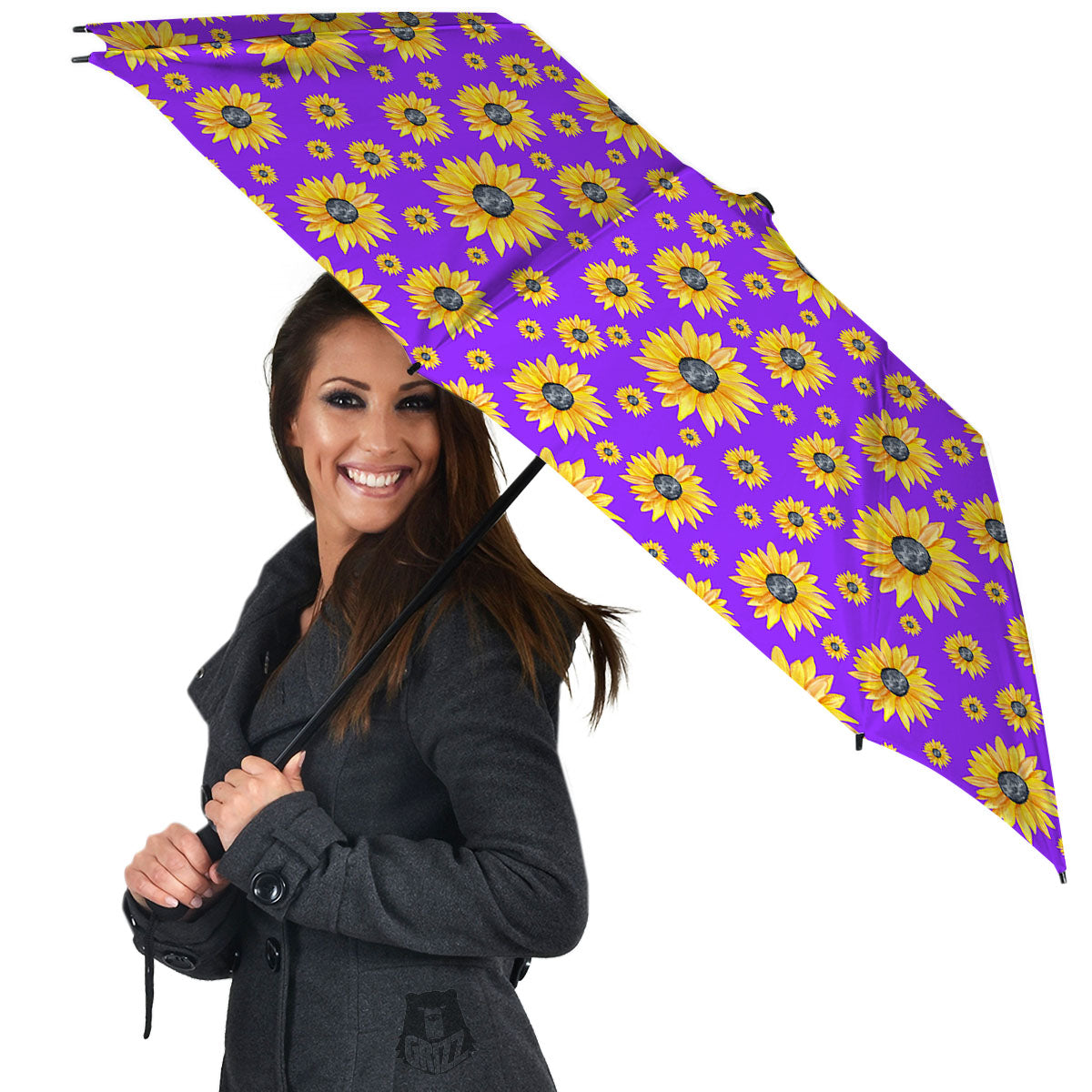Sunflower Trippy Purple Print Pattern Umbrella-grizzshop