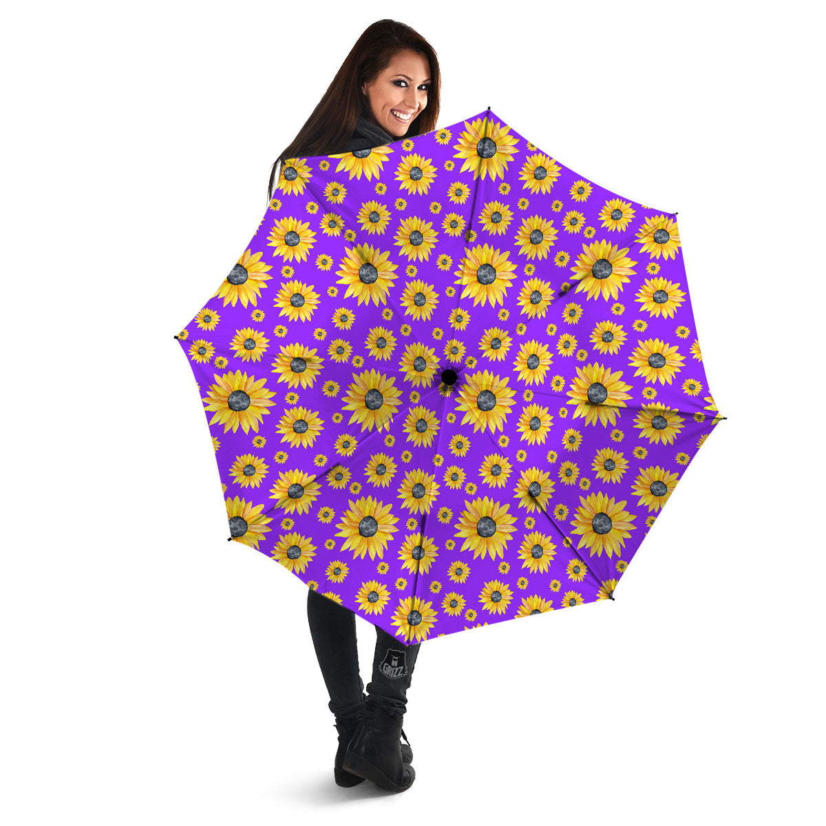 Sunflower Trippy Purple Print Pattern Umbrella-grizzshop