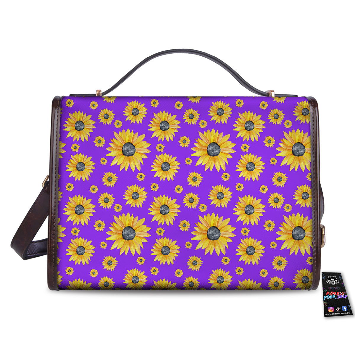 Sunflower Trippy Purple Print Pattern Women's Satchel Bag-grizzshop