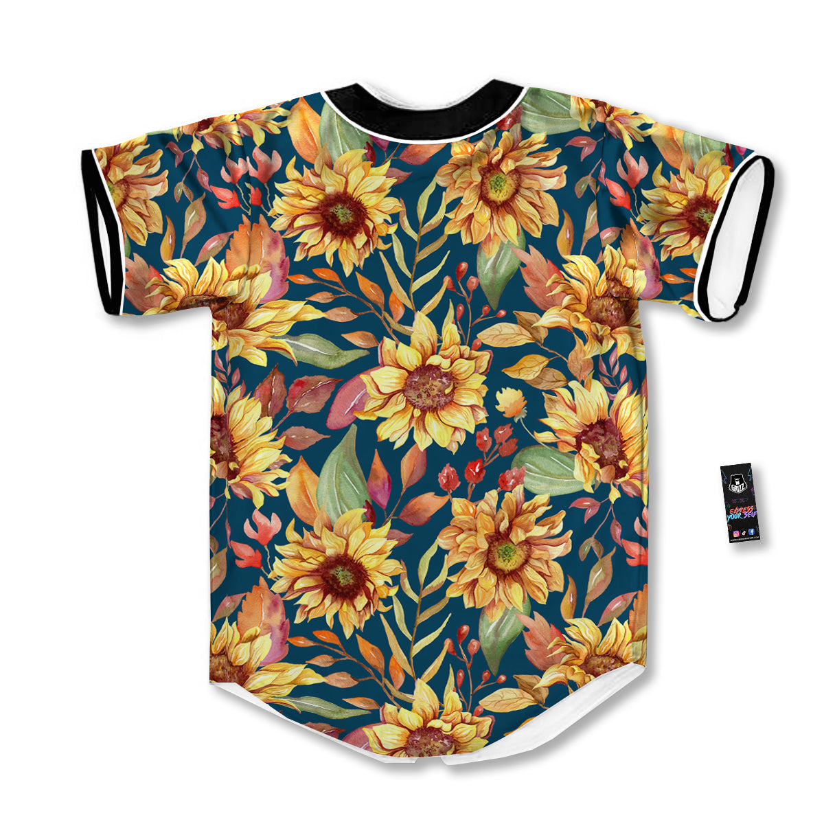 Sunflower Vintage Print Pattern Baseball Jersey-grizzshop