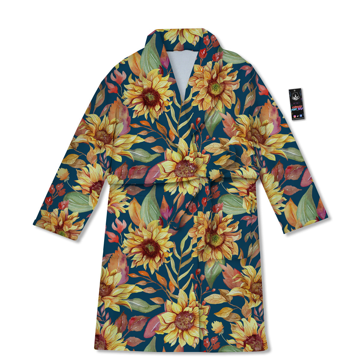 Sunflower Vintage Print Pattern Bathrobe-grizzshop