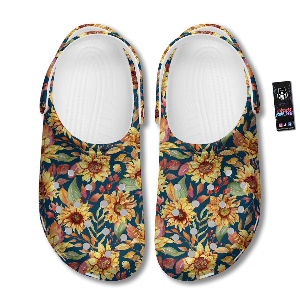 Sunflower Vintage Print Pattern Clog-grizzshop
