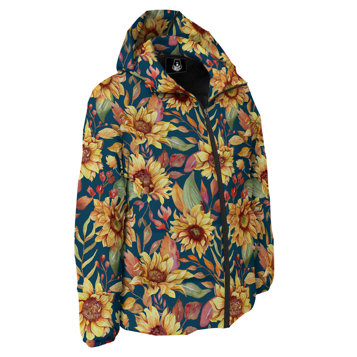 Sunflower Vintage Print Pattern Down Jacket-grizzshop
