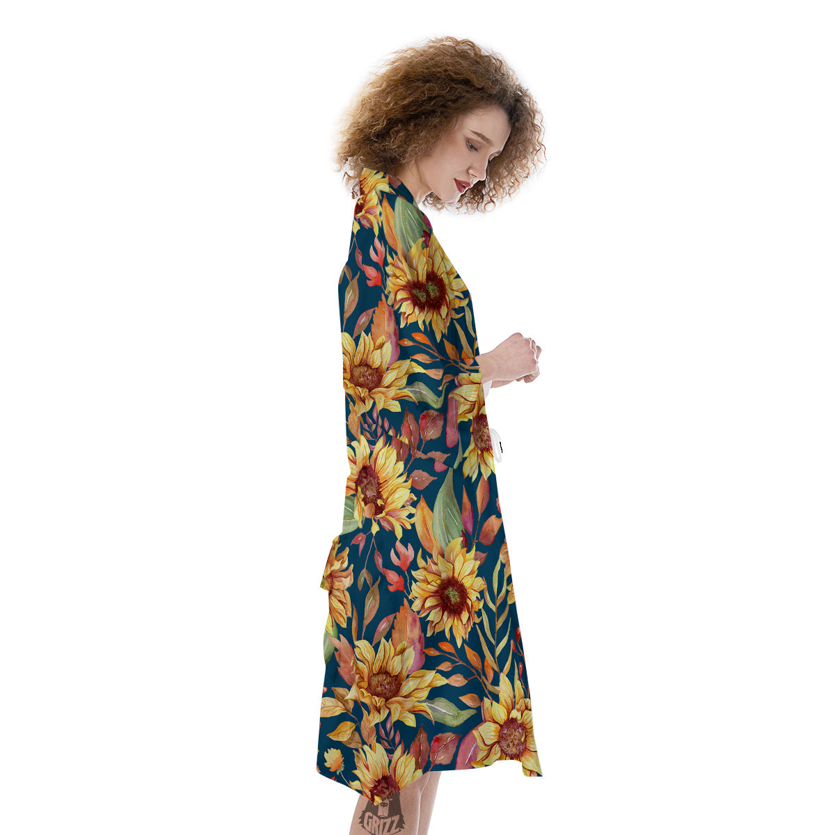 Sunflower Vintage Print Pattern Kimono-grizzshop