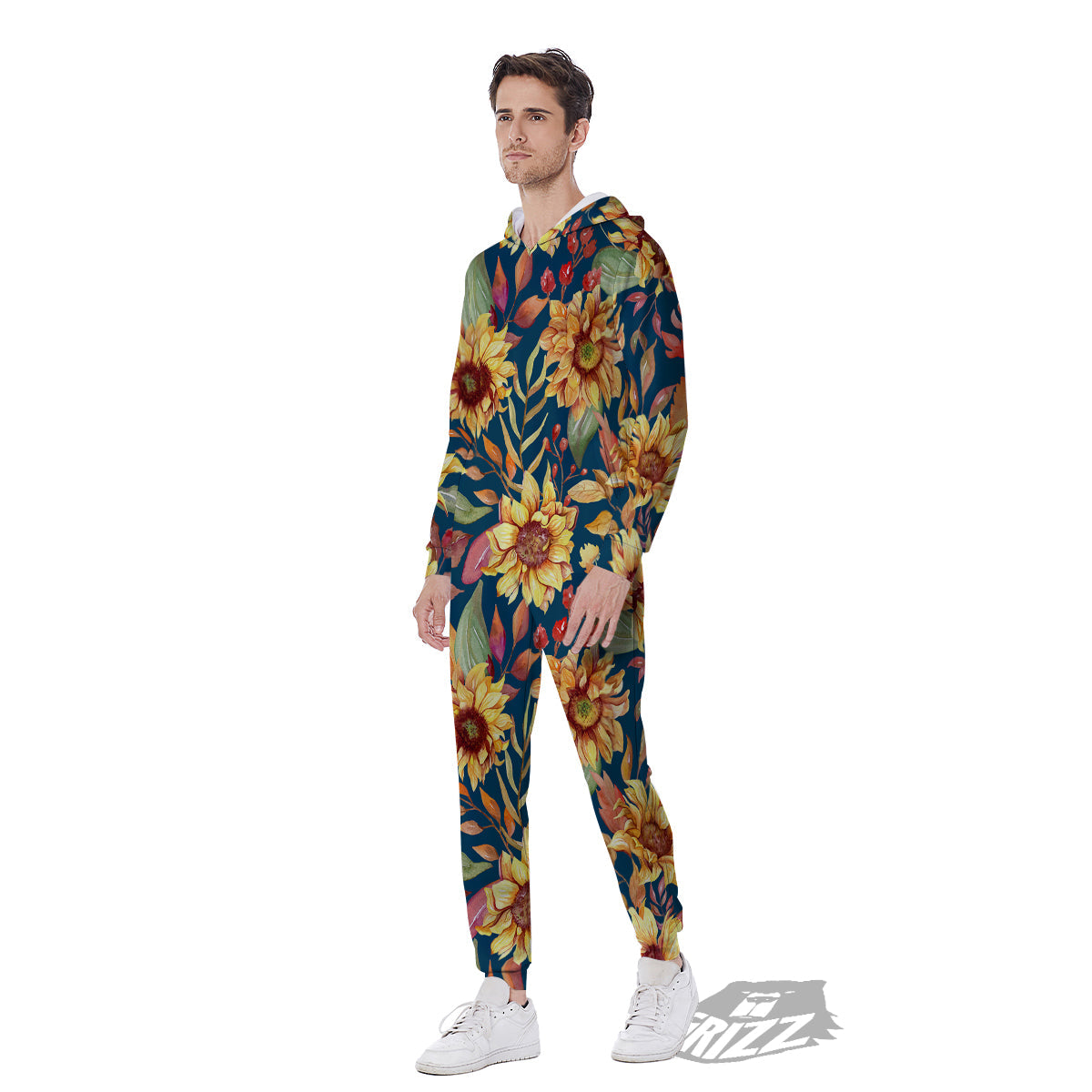 Sunflower Vintage Print Pattern Men's Jumpsuit-grizzshop