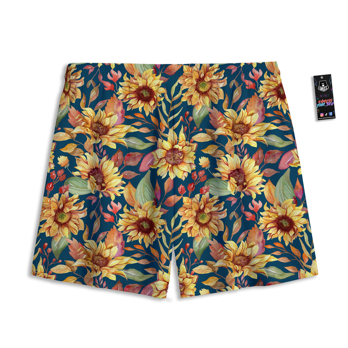 Sunflower Vintage Print Pattern Mesh Shorts
