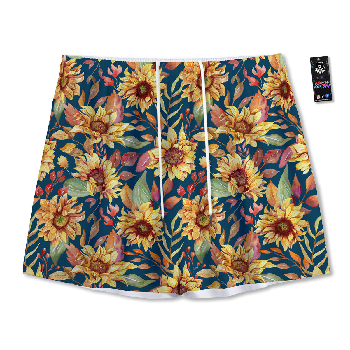 Sunflower Vintage Print Pattern Mesh Shorts