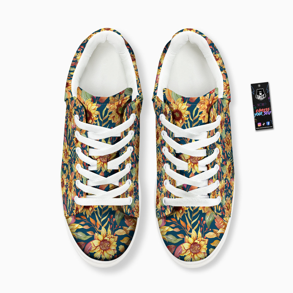 Sunflower Vintage Print Pattern Platform Shoes-grizzshop