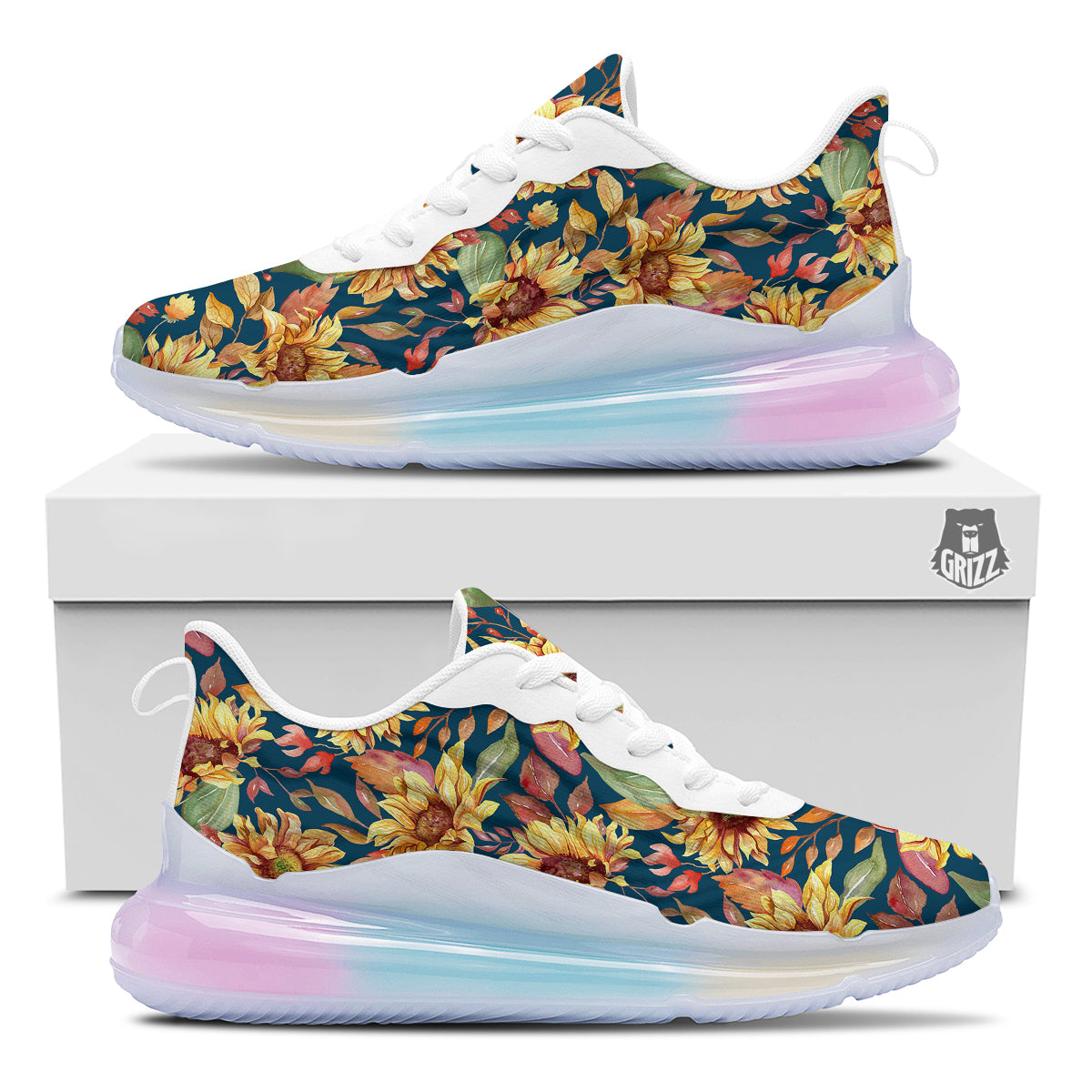 Sunflower Vintage Print Pattern Running Sneakers-grizzshop