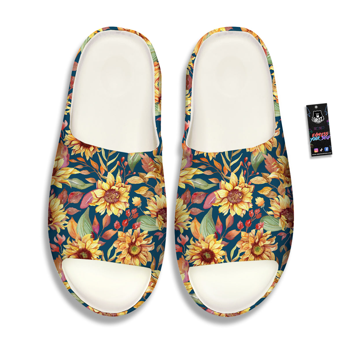 Sunflower Vintage Print Pattern Sandals-grizzshop
