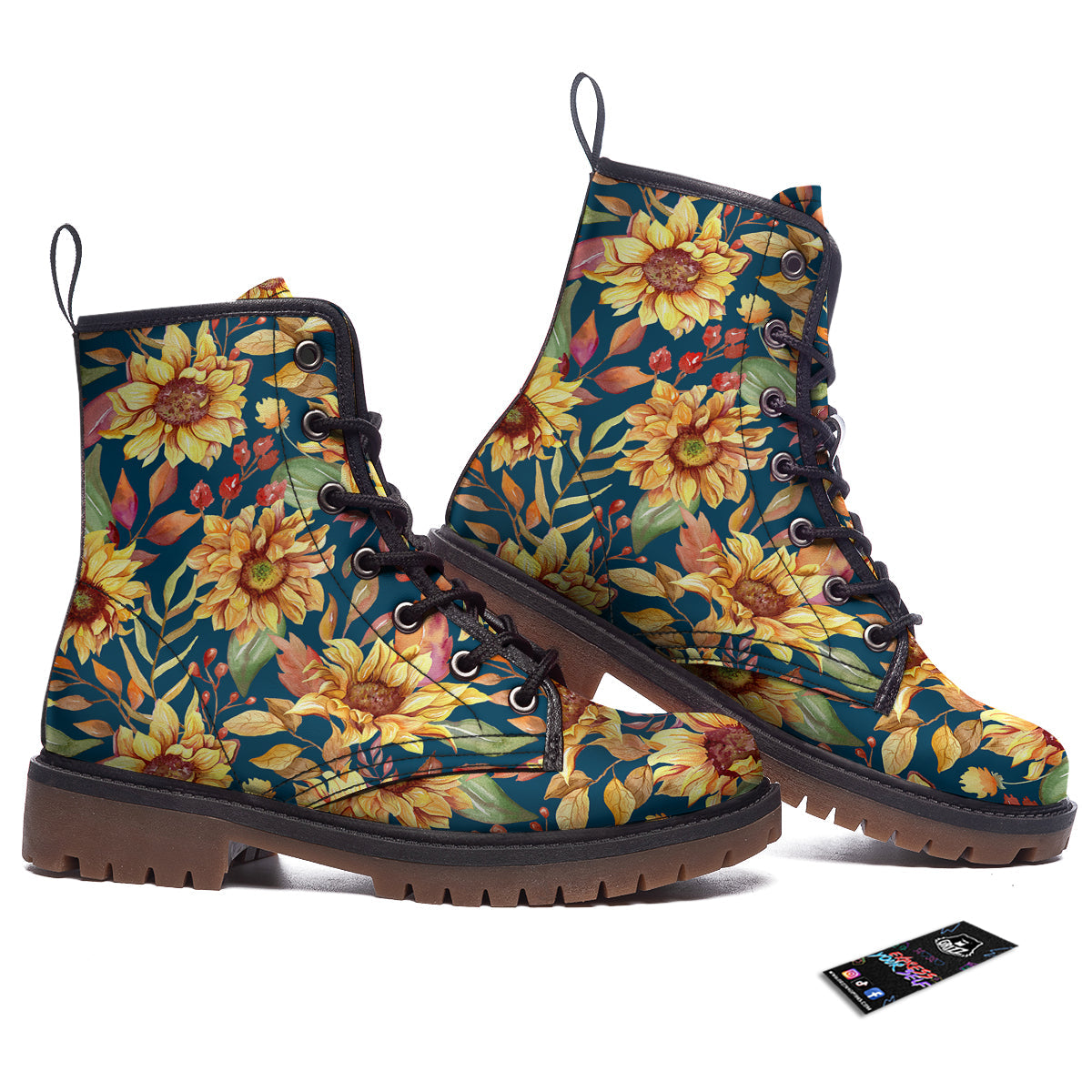 Sunflower Vintage Print Pattern Work Boots-grizzshop