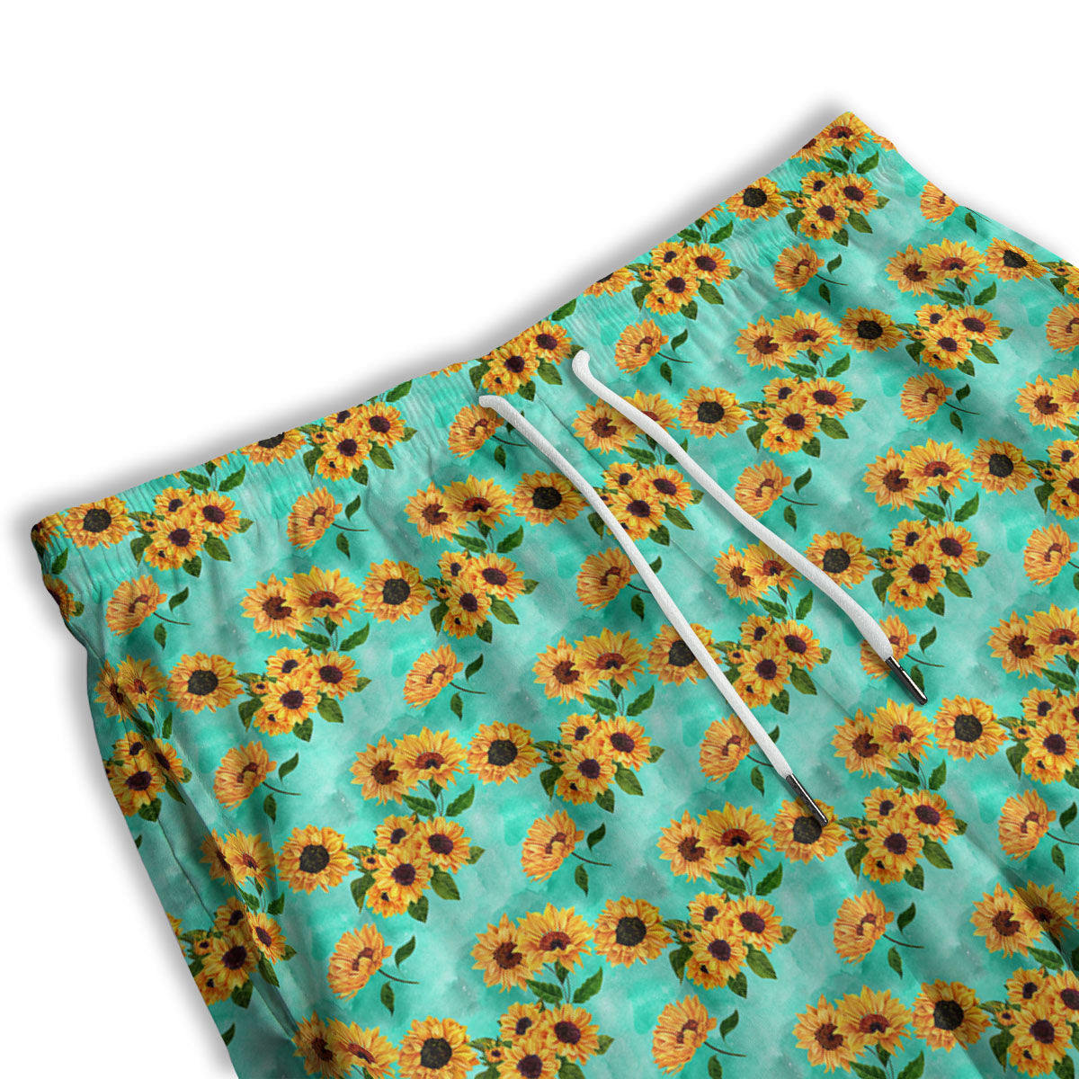 Sunflower Watercolor Blue Print Pattern Men's Athletic Shorts