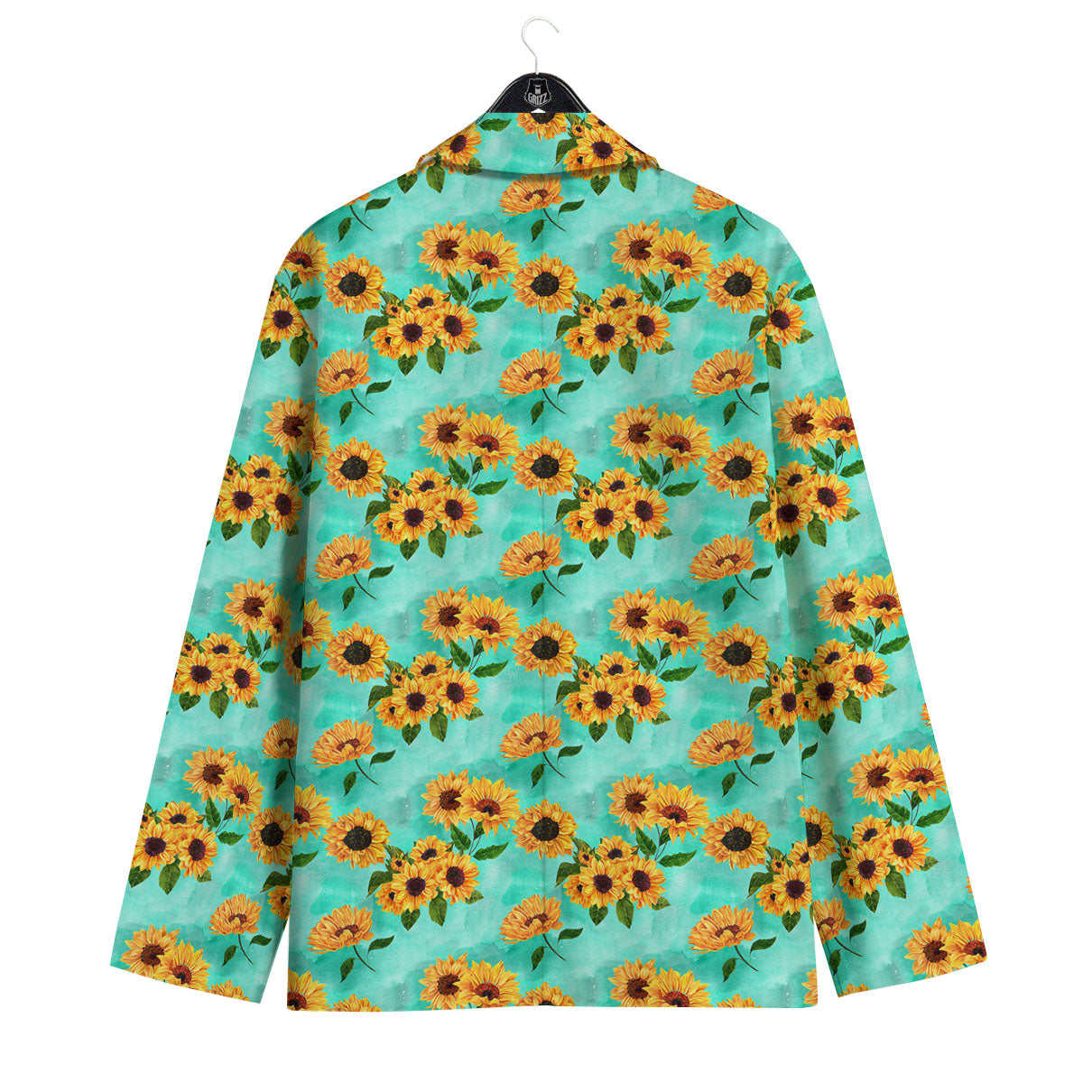 Sunflower Watercolor Blue Print Pattern Men's Sport Coat-grizzshop