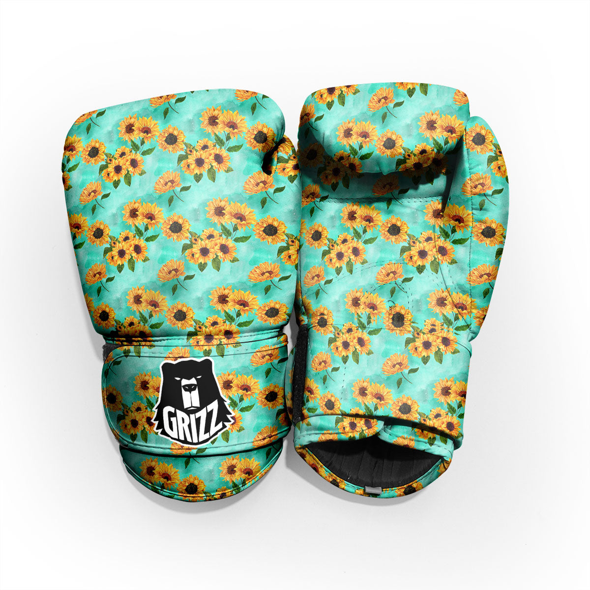 Sunflower Watercolor Blue Print Pattern Pro Boxing Glove