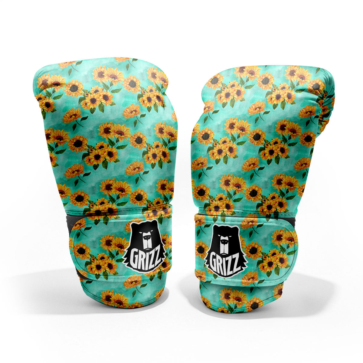 Sunflower Watercolor Blue Print Pattern Pro Boxing Glove