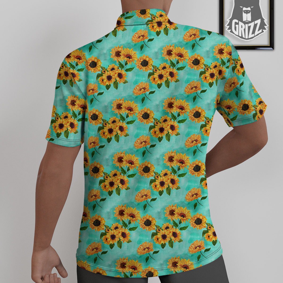 Sunflower Watercolor Blue Print Pattern Untucked Shirts-grizzshop