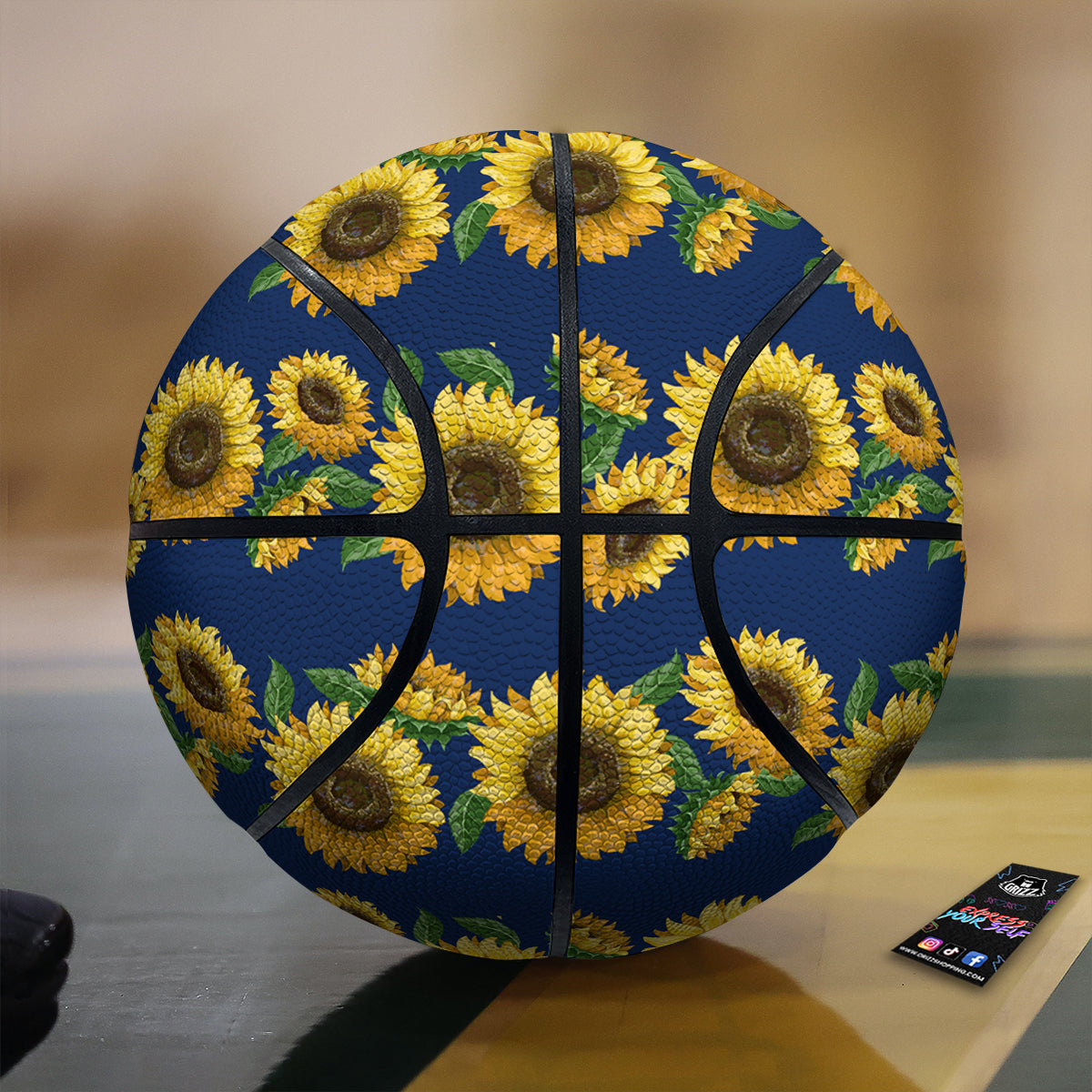 Sunflower Watercolor Print Pattern Basketball