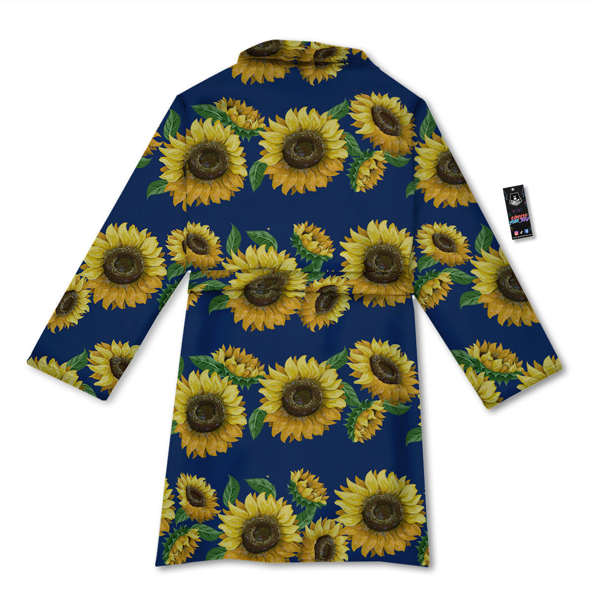 Sunflower Watercolor Print Pattern Bathrobe-grizzshop