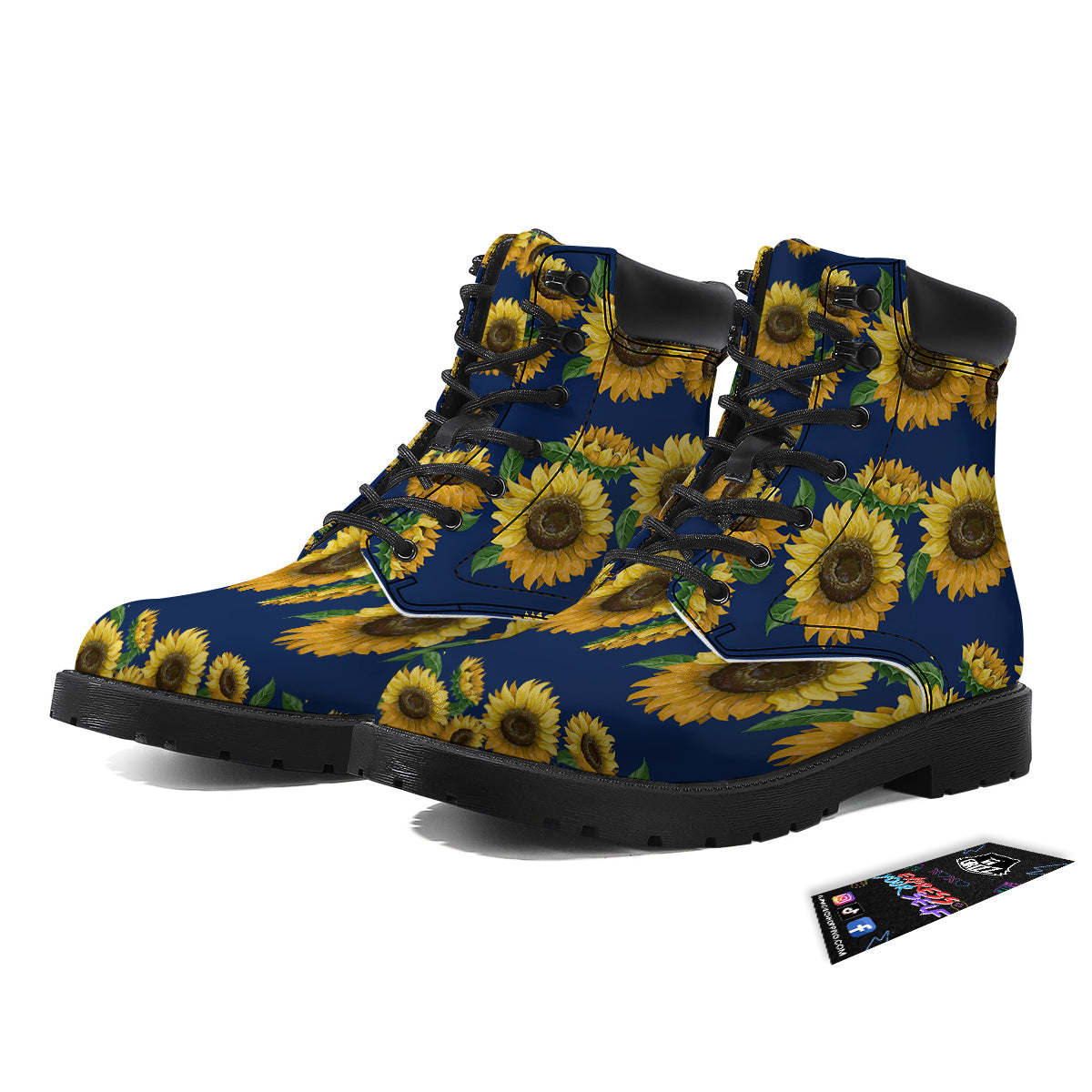 Sunflower Watercolor Print Pattern Boots-grizzshop