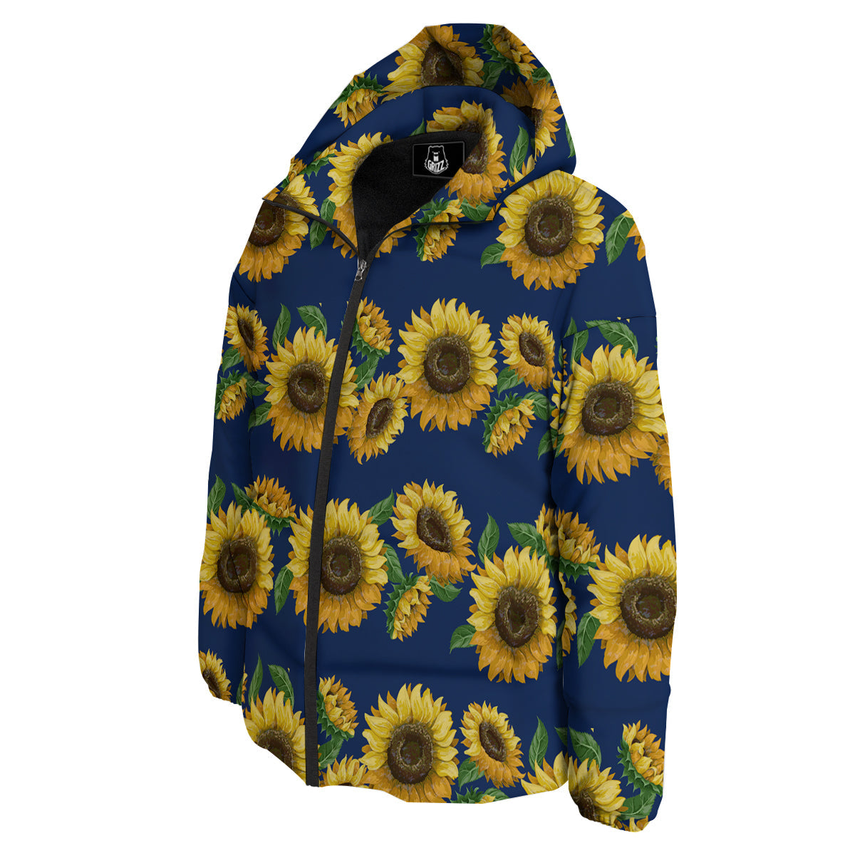 Sunflower Watercolor Print Pattern Down Jacket-grizzshop