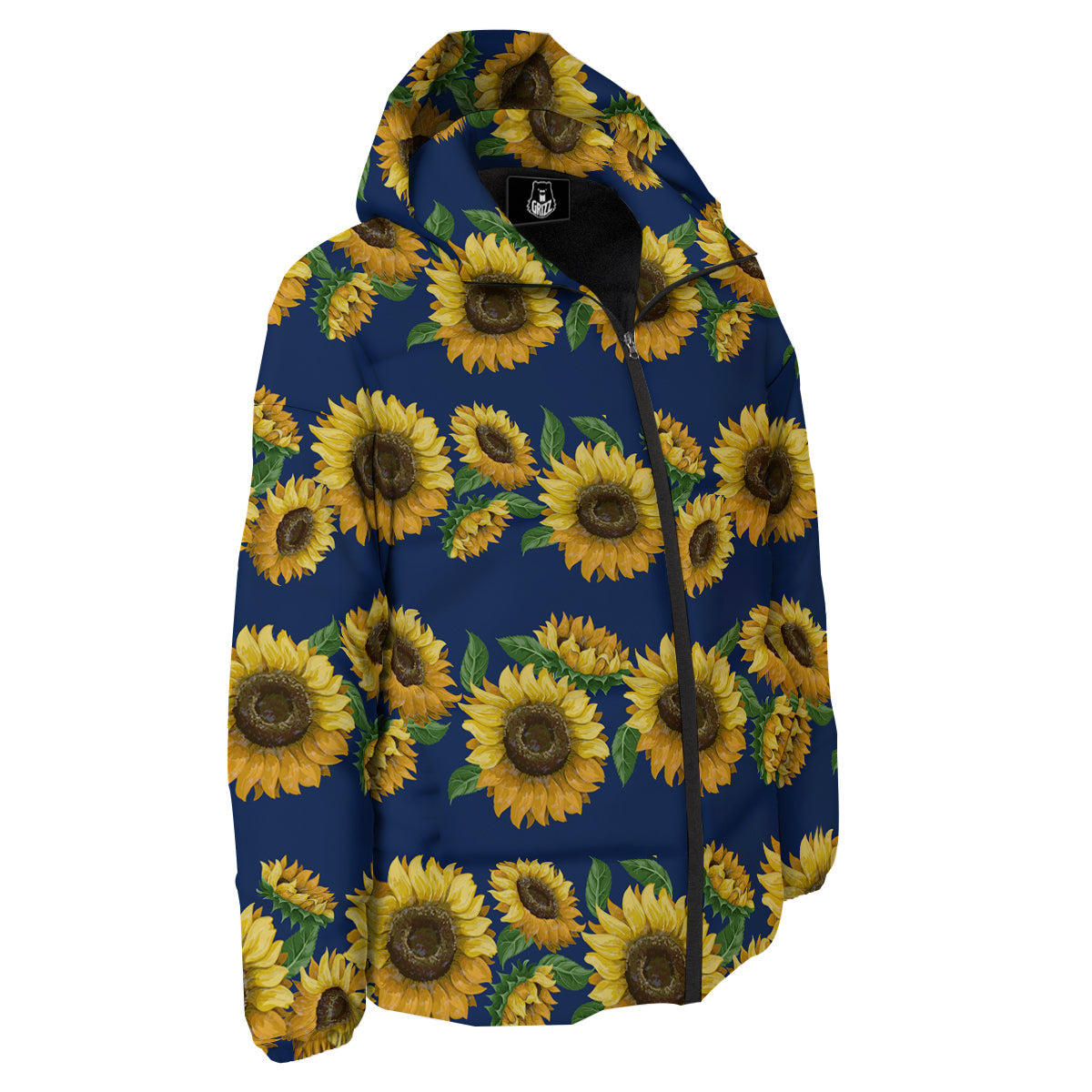 Sunflower Watercolor Print Pattern Down Jacket-grizzshop