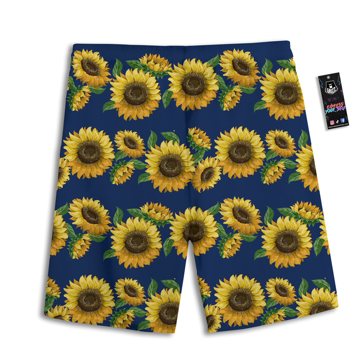 Sunflower Watercolor Print Pattern Men's Athletic Shorts