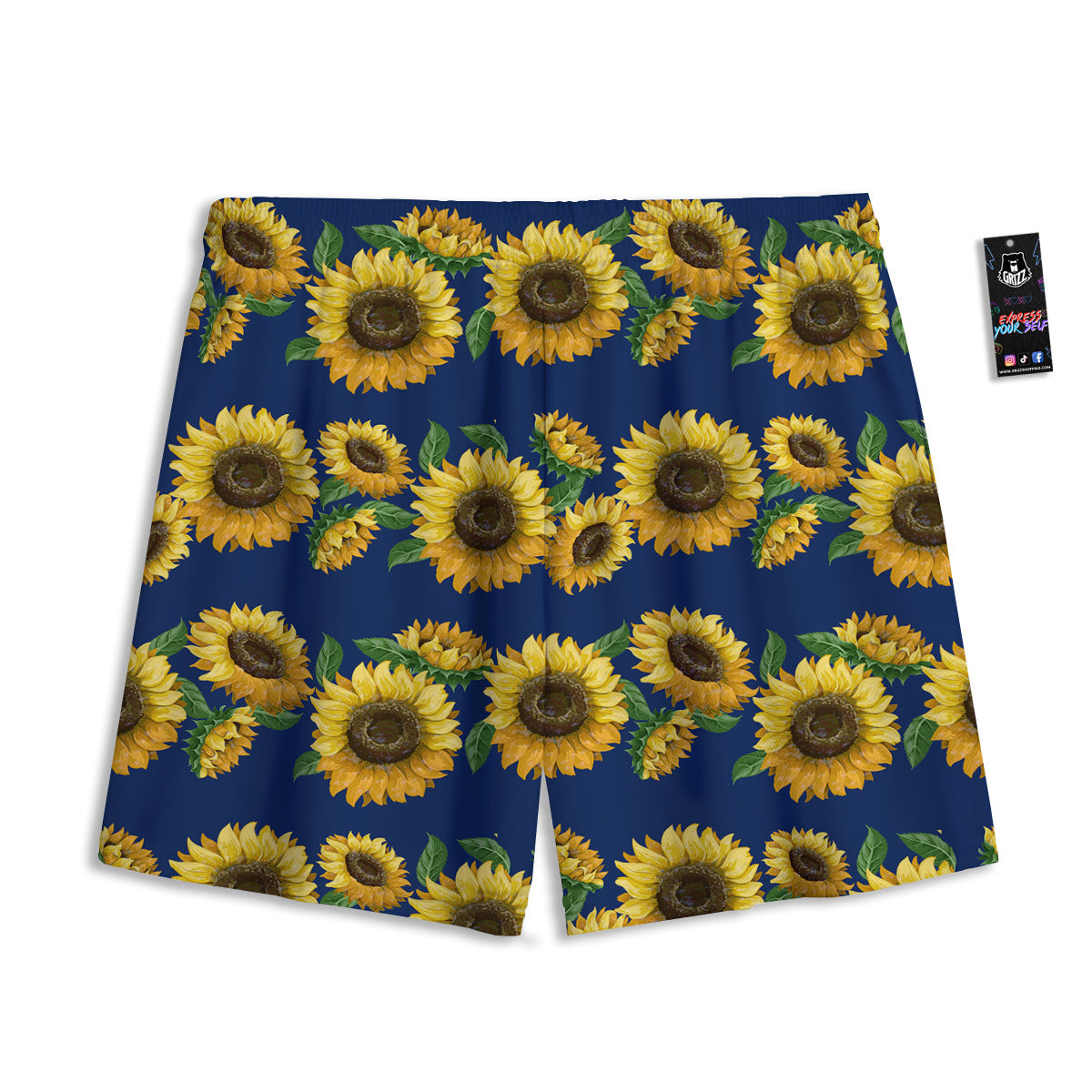 Sunflower Watercolor Print Pattern Mesh Shorts