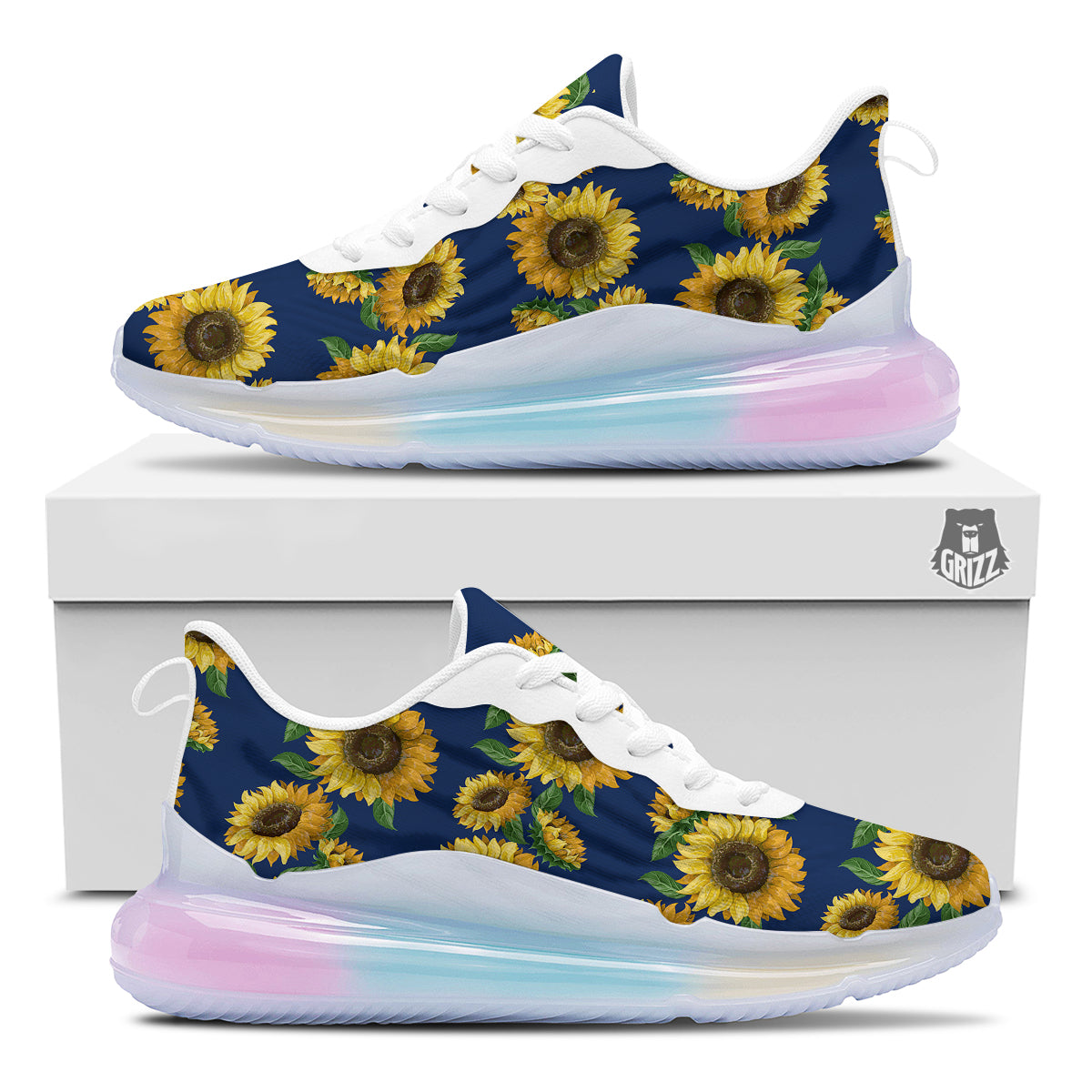 Sunflower Watercolor Print Pattern Running Sneakers-grizzshop