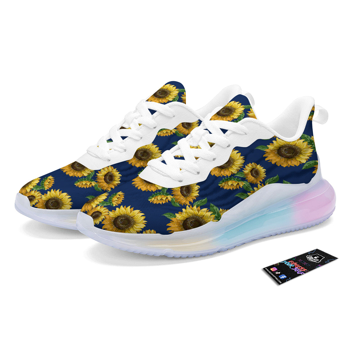 Sunflower Watercolor Print Pattern Running Sneakers-grizzshop