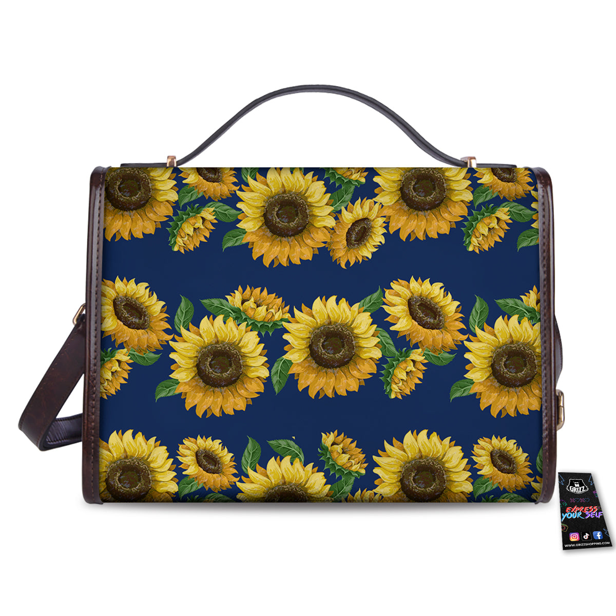 Sunflower Watercolor Print Pattern Women's Satchel Bag-grizzshop