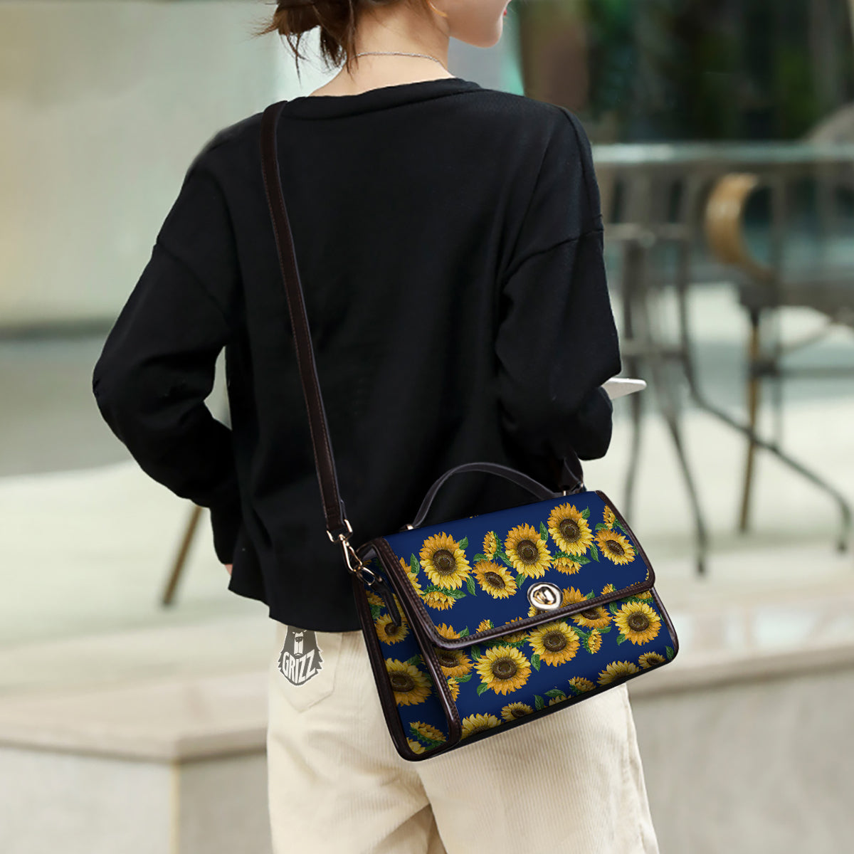 Sunflower Watercolor Print Pattern Women's Satchel Bag-grizzshop