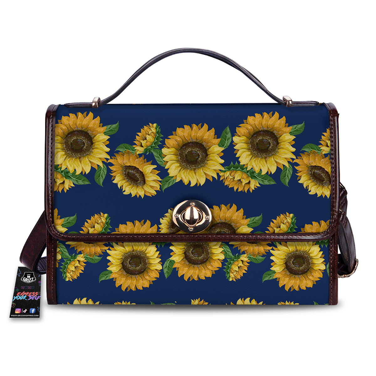 Sunflower Watercolor Print Pattern Women's Satchel Bag-grizzshop
