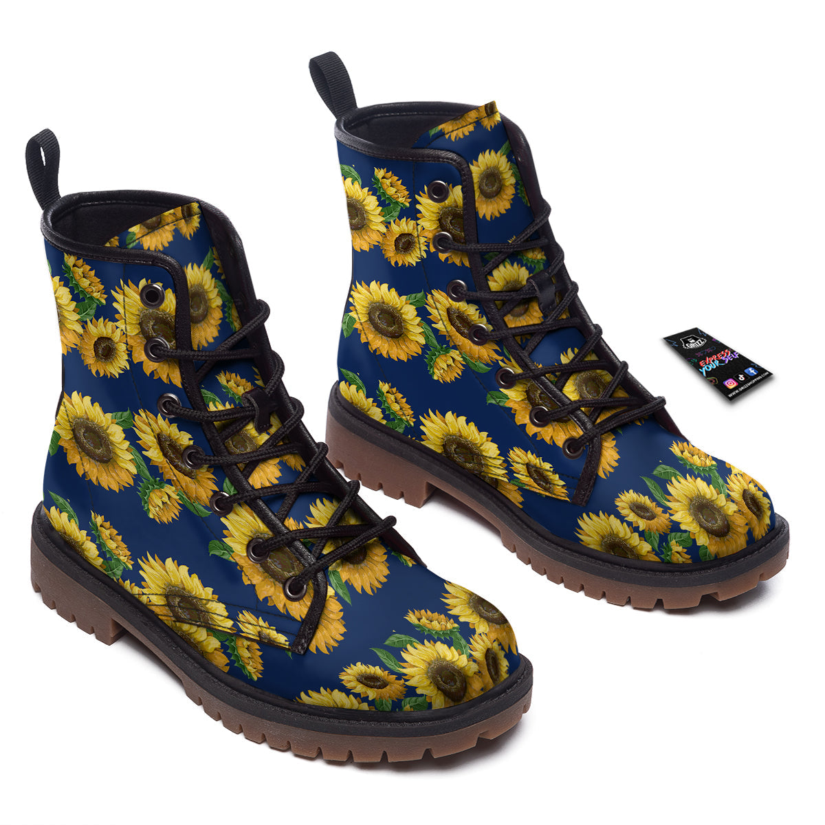 Sunflower Watercolor Print Pattern Work Boots-grizzshop