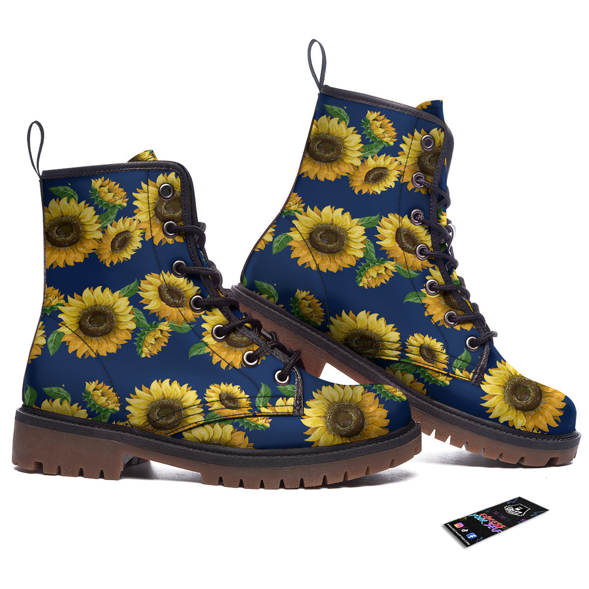 Sunflower Watercolor Print Pattern Work Boots-grizzshop