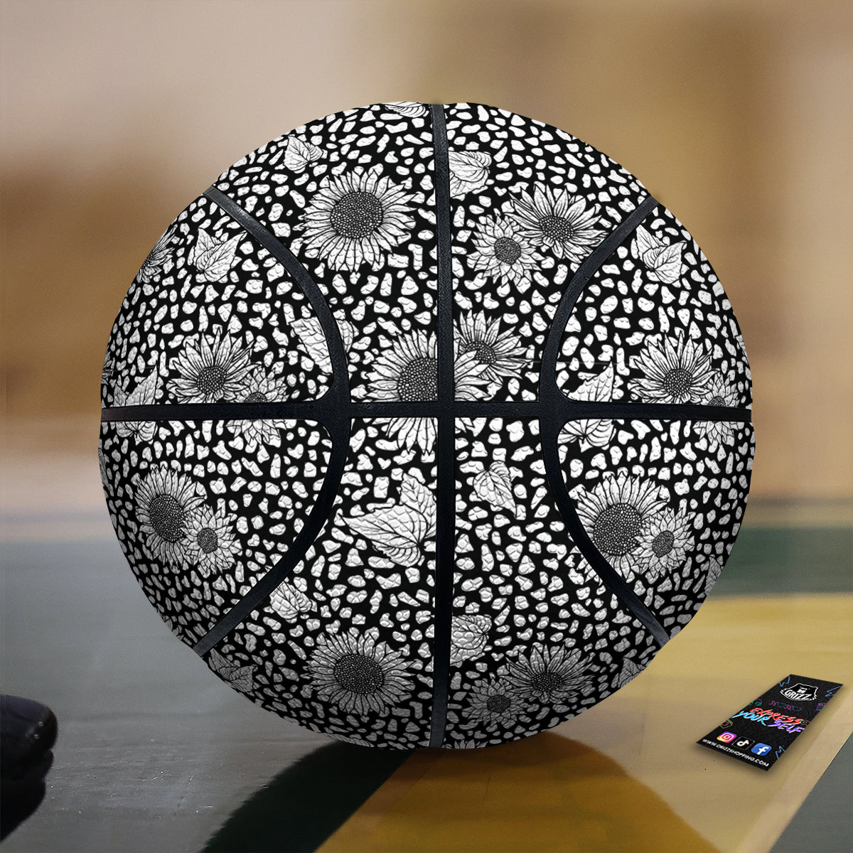 Sunflower White And Black Print Pattern Basketball