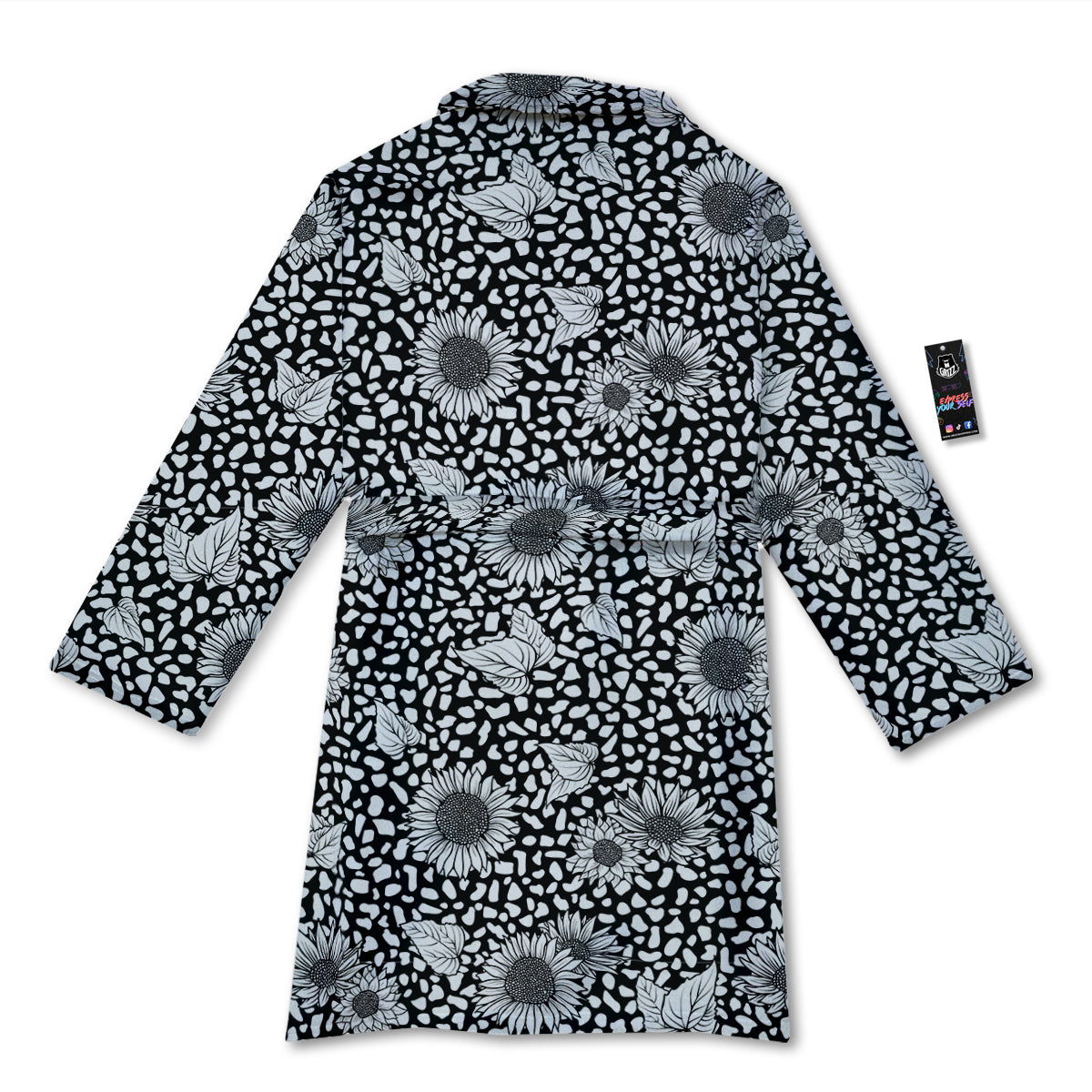 Sunflower White And Black Print Pattern Bathrobe-grizzshop
