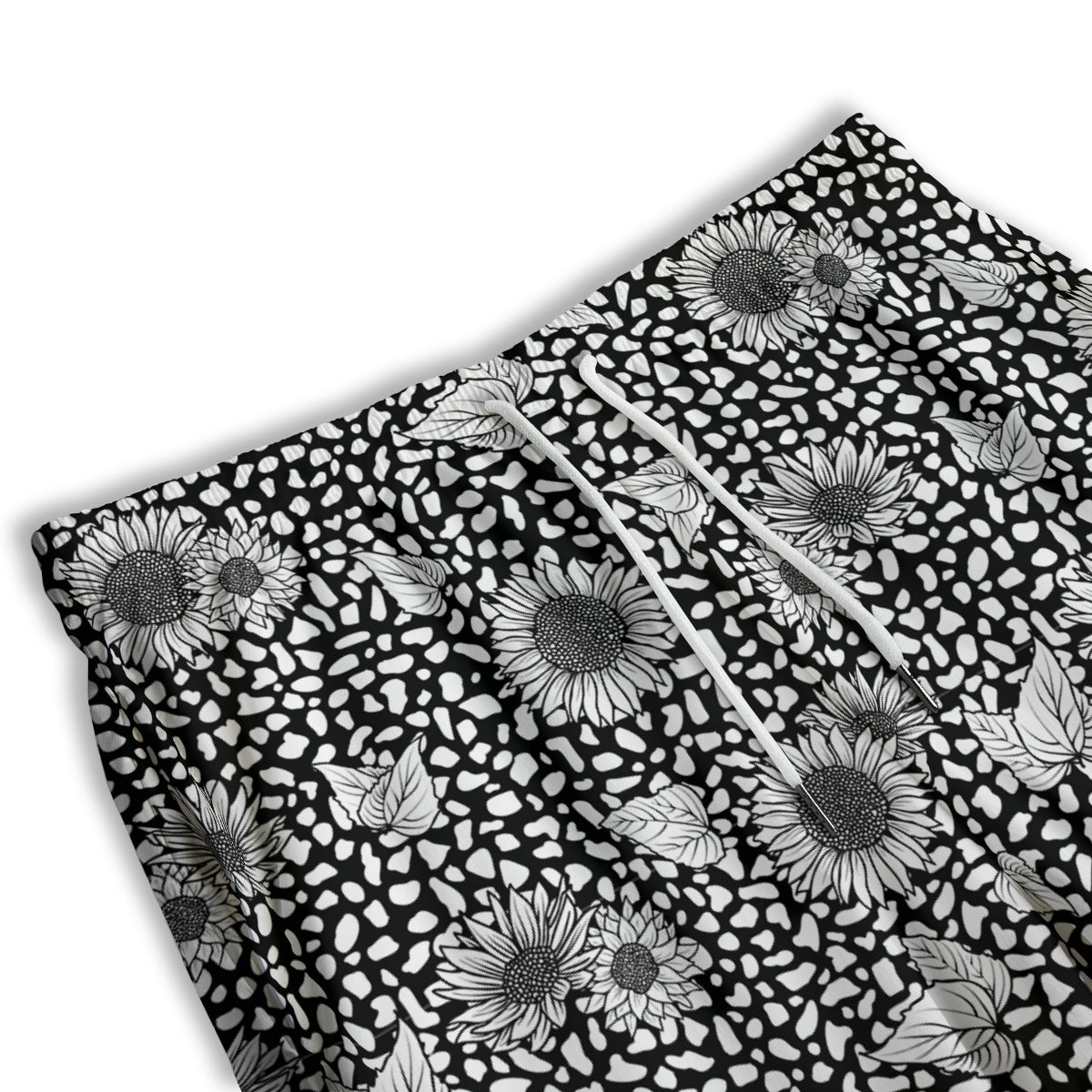 Sunflower White And Black Print Pattern Men's Athletic Shorts
