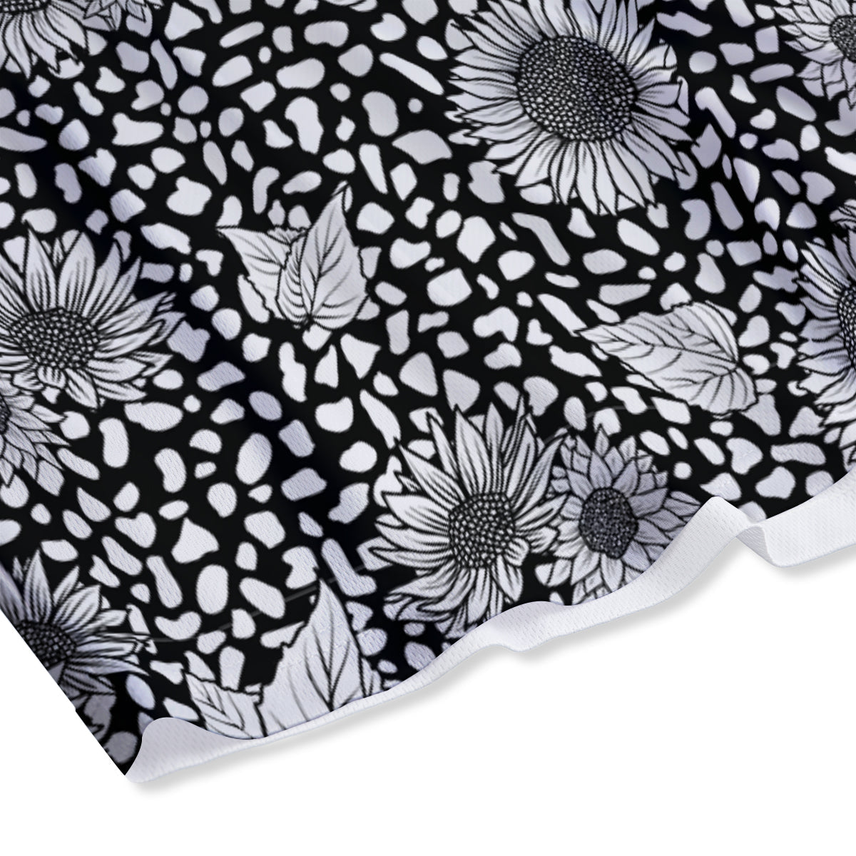 Sunflower White And Black Print Pattern Mesh Shorts
