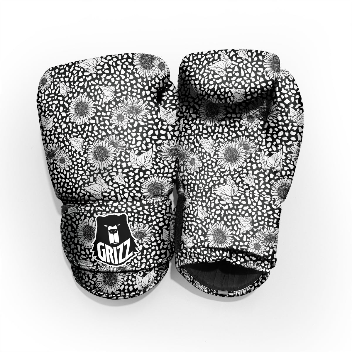 Sunflower White And Black Print Pattern Pro Boxing Glove