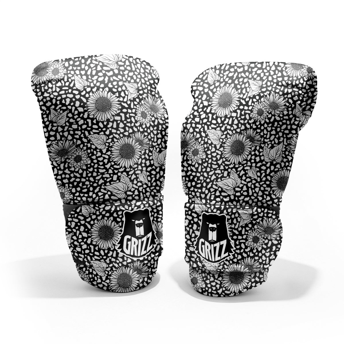 Sunflower White And Black Print Pattern Pro Boxing Glove