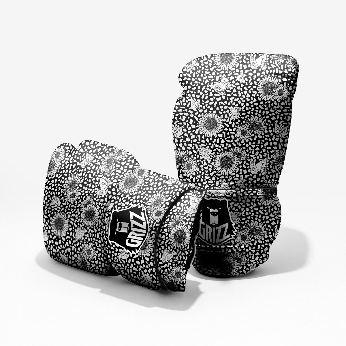 Sunflower White And Black Print Pattern Pro Boxing Glove
