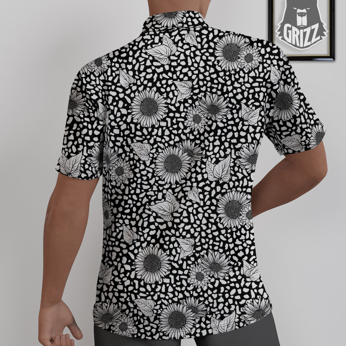 Sunflower White And Black Print Pattern Untucked Shirts-grizzshop