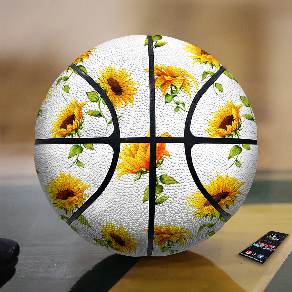 Sunflower White Watercolor Print Pattern Basketball