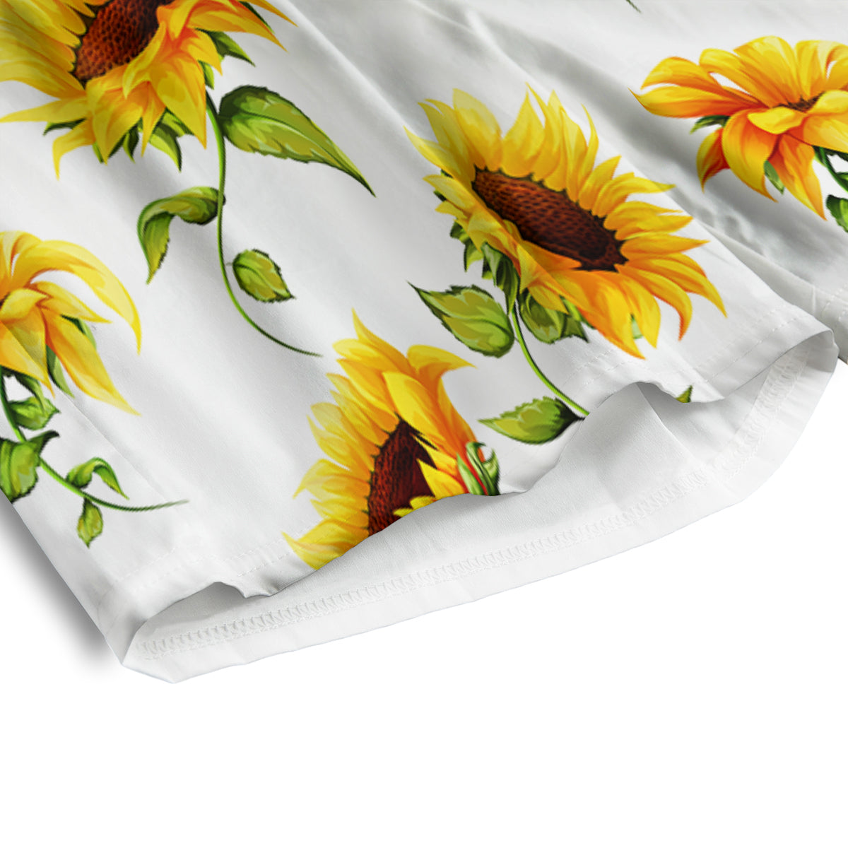Sunflower White Watercolor Print Pattern Men's Athletic Shorts
