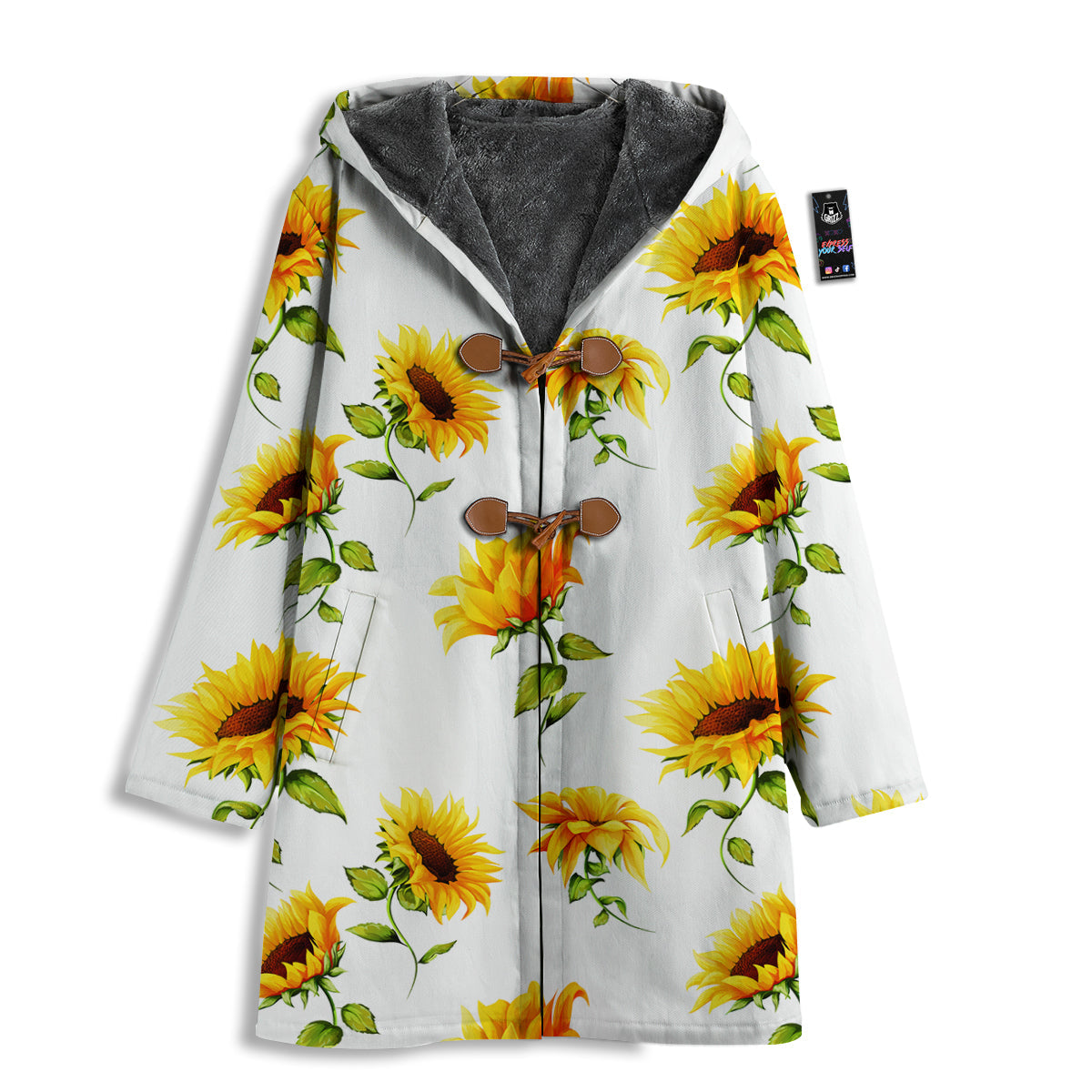 Sunflower White Watercolor Print Pattern Men's Windbreaker Jacket-grizzshop
