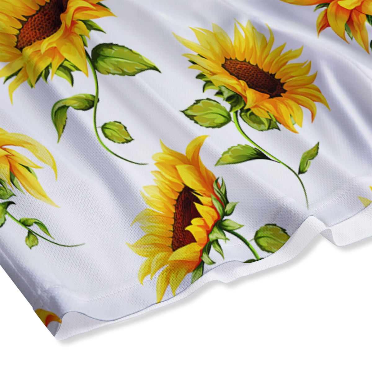 Sunflower White Watercolor Print Pattern Mesh Shorts