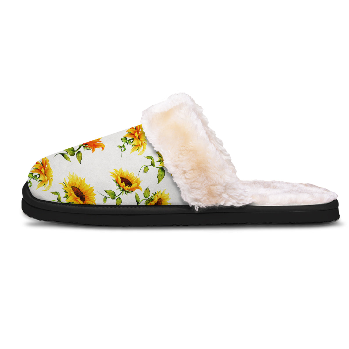 Sunflower White Watercolor Print Pattern Slippers-grizzshop
