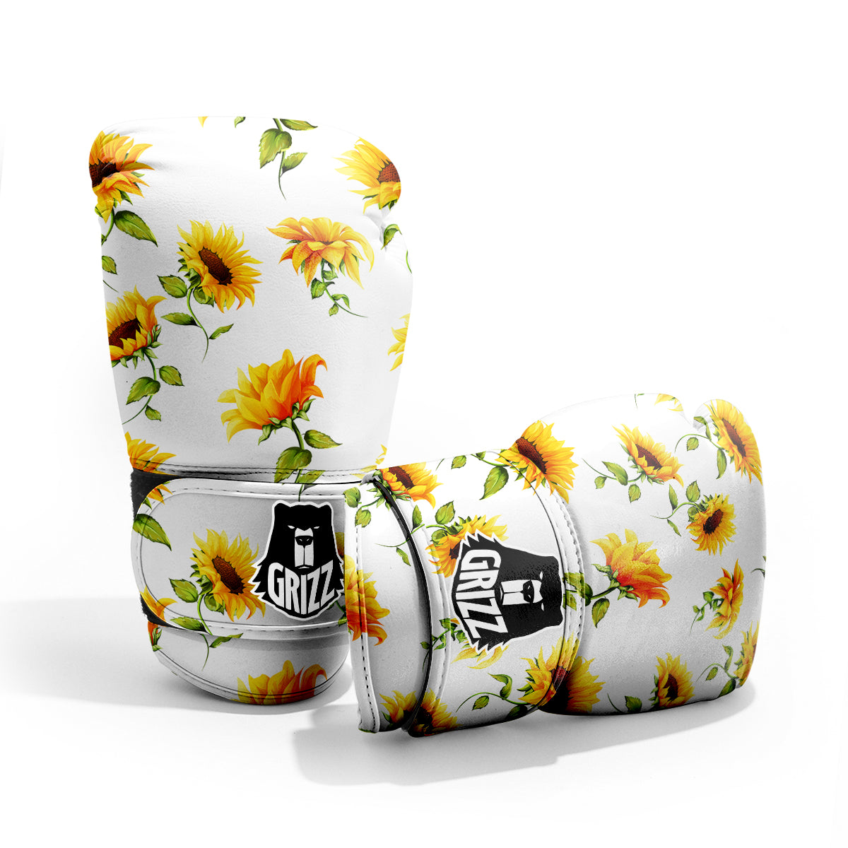 Sunflower White Watercolor Print Pattern Pro Boxing Glove