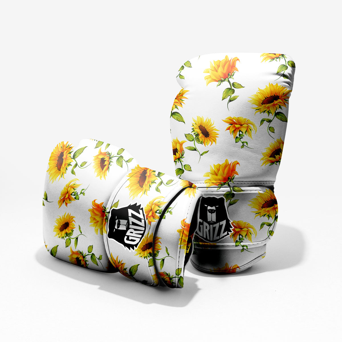 Sunflower White Watercolor Print Pattern Pro Boxing Glove