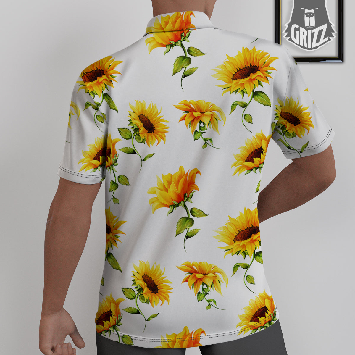Sunflower White Watercolor Print Pattern Untucked Shirts-grizzshop